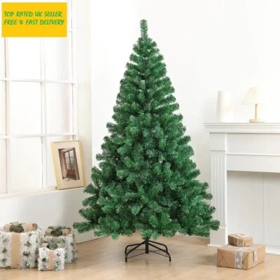 Christmas Tree Artificial Bushy Xmas Trees Gift Metal Stand Home Decor 3ft - 7ft - Image 1 of 4