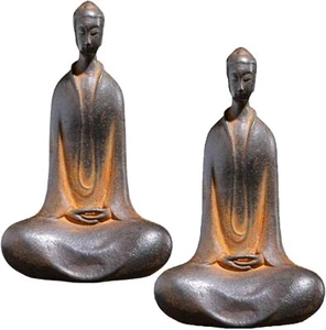 Buddha zazen giapponese in ferro, statuina monaco in ghisa, Buddha minimalista - Foto 1 di 7