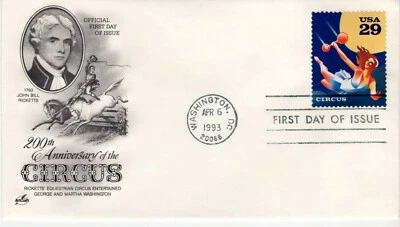USPS FDC #2752 1993 29c Trapeze Artist Circus Stamp Artcraft ST2283 - Image 1 of 2