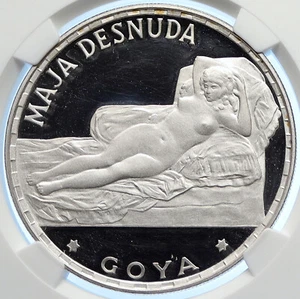 1970 EQUATORIAL GUINEA Goya Maja Desnuda Proof Silver 100Peseta Coin NGC i106364 - Picture 1 of 5