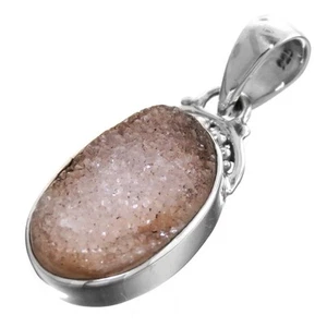 Colgante de plata de ley 925 ágata druzy drusy, 1 5/16" - Imagen 1 de 3