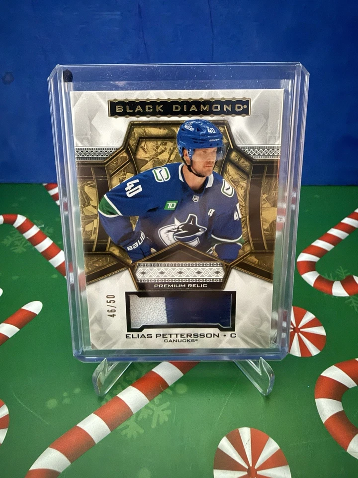 2024-25 Upper Deck Black Diamond Premium Relics /50 - ELIAS PETTERSSON - Canucks - Image 1 of 2
