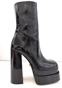 Versace Aevitas Botas de Plataforma Cuero Naplak Talla 39 Negras Nuevas - Imagen 1 de 12