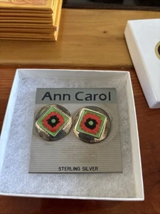 Pendientes Ann Carol Flor Amapola Naranja Plata de Ley .925 - Imagen 1 de 6