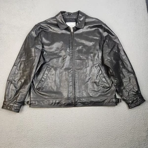 Mens Wilson Leather Jacket Extra Large Classic Black Full Zip Quilt Lined Julian - Picture 1 of 12