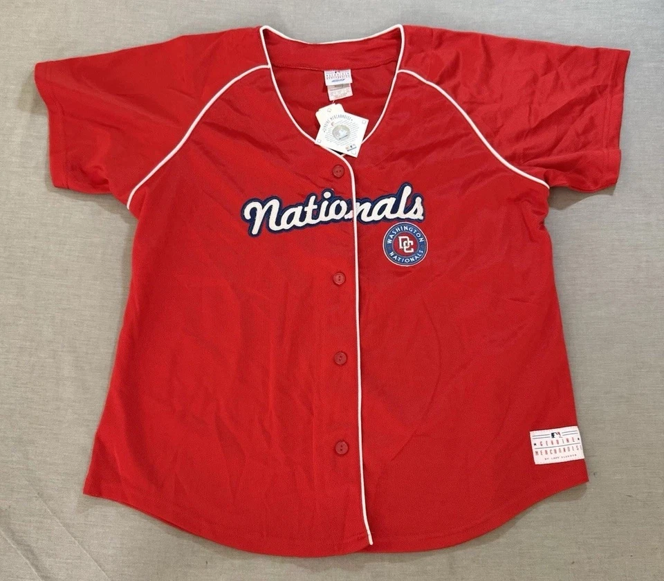 Washington Nationals Genuine Merchandise Baseball Jersey Womens XXL Red Button. - Image 1 of 4