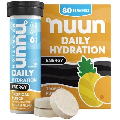 Tabletas electrolíticas Nuun Energy Tropical Punch con cafeína 80 unidades veganas Foto 1 de 4