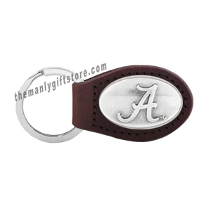 NCAA  Alabama Crimson Tide RTR  Zep-Pro Leather Concho Key Fob brown keychain - Picture 1 of 1