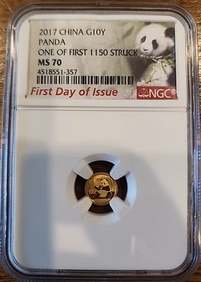 2017 China G10Y Panda Gold Coin MS70 - First Day of Issue (One of 1,150 Struck) - Image 1 of 4