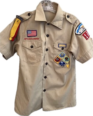 Camisa Vintage Boy Scouts of America BOA Juvenil Talla 14 WEBLOS Parches California Foto 1 de 4