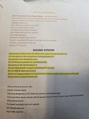 Harley Davidson Road Glide 2018 con sistema de sonido y mejoras personalizadas Foto 1 de 4