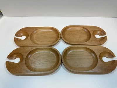 VTG  J.K. Adams Co Wood Wine & Dine Appetizer Trays Made In Vermont NIB Set Of 4 - Image 1 of 4