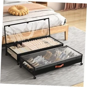 Under Bed Storage with Wheels, 54L XXL Larger Under Bed Storage Containers - Picture 1 of 7