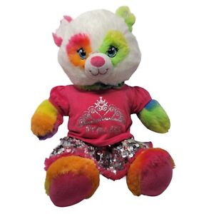 Build A Bear Panda Plush 17" Rainbow Colors Teddy Bear Stuffed BAB w/ Outfit