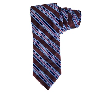 Jos A. Bank Tie Long Men's Classic Collection Diagonal Stripe Burgundy Blue Work - Picture 1 of 8