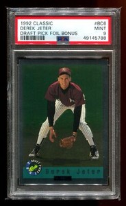 1992 Classic Draft Picks Foil Bonus #BC6 Derek Jeter Rookie PSA 9 Hall of Famer!