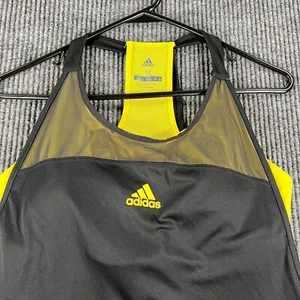 Adidas Tank Top Womens Medium Black Yellow Climacool Built in Bra Workout New - Picture 1 of 13
