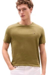TOMMY HILFIGER Men's Flag Regular Fit Crew Neck T-Shirt, UniformOlive, XXL - Picture 1 of 5