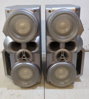 Par de altavoces plateados JVC Twin SP-HXZ1 + subwoofers para estéreo HX Z1 Foto 1 de 4