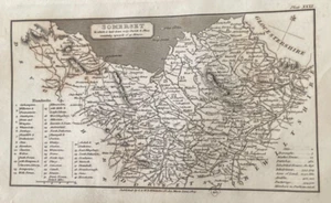 ANTIQUE MAP SOMERSETSHIRE 1824 BY BENJAMIN CAPPER PUBLISHED BY G&WB WHITTACKER - Picture 1 of 3