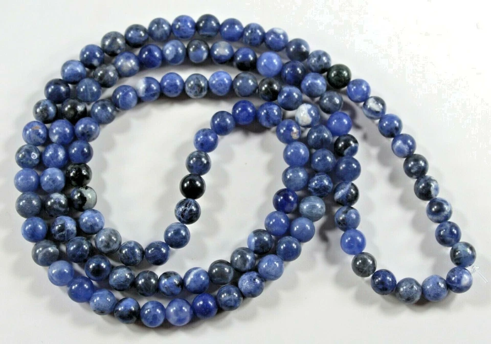 RICO AZUL DENIM SODALITA 6MM CUENTAS REDONDAS 29" STR MALA MEDITACIÓN ORACIÓN Foto 1 de 1