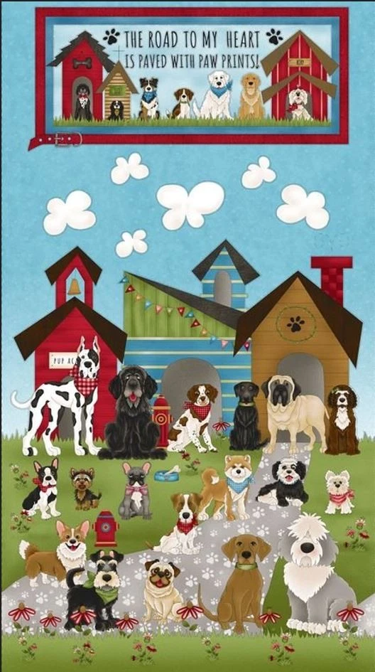 Хлопчатобумажная тканевая панель 24 дюйма x 44 дюйма Home is Where the Dog Is Friends D764.93 - Изображение 1 из 1