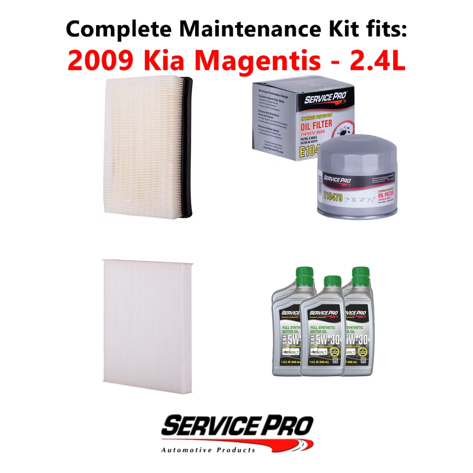 2009 Kia Magentis 2.4L Complete Oil, Air & Cabin Filter Kit (5W-30) Foto 1 de 4