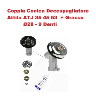 Coppia Conica Decespugliatore Attila ATJ 35 45 53  KAWASAKI HONDA Asta Ø28 - 9T - Immagine 1 di 4