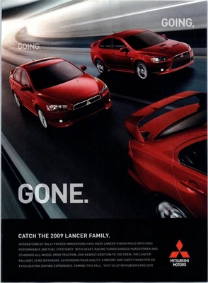 Arte de pared Mitsubishi Lancer Family 2009 vintage impreso anuncio Going Going Gone Foto 1 de 2
