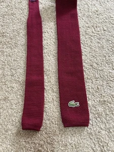 LACOSTE France Vintage 1980's Knit Lana Wool Skinny Neck Tie Kravatta - Picture 1 of 7