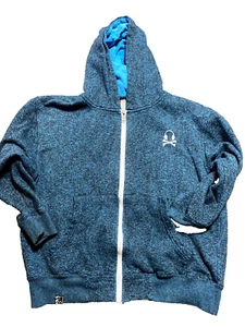 GROUND LEVEL YOUTH BOYS SZ M BLUE/BLK FULL ZIP 65%COTTON/35%POLYESTER HOODIE - Picture 1 of 11