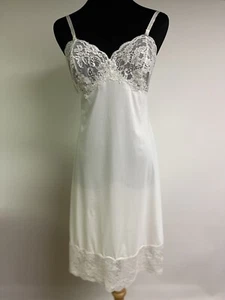 Slip interi vintage anni '60 Van Raalte nylon bianco taglia S/34 - Foto 1 di 11