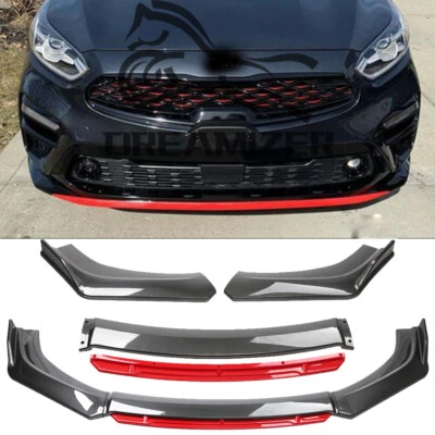 For Kia Forte GT Line 2010-2021 Front Bumper Lip Spoiler Splitter Carbon Fiber - Image 1 of 4