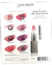 Laura Mercier Rouge Essential Silky Creme Lipstick Sample Card 8 Shades/Brush