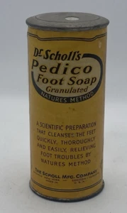 Vtg Dr Scholls Pedico Granulated Foot Soap Cardboard with Tin Lid 1915 Date PROP - Picture 1 of 4
