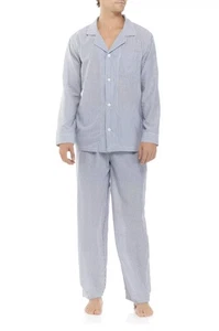 Geoffrey Beene Herren 2-teiliges Langarm Pyjama Set blau Nadelstreifen Gr. S - Bild 1 von 6