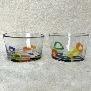 Colorful Art Glass Hand Blown Bowl Unique Design Decorative Accent Circle 5" - Picture 1 of 5