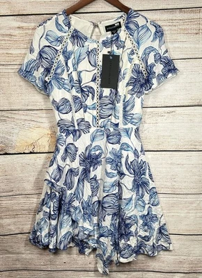 Mini Vestido Stylestalker Mujer Magnolia Floral Talla XS Azul Blanco Espalda Abierta Nuevo con Etiquetas Foto 1 de 4