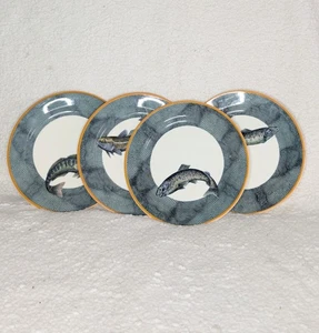 Set Of 4 Williams Sonoma English Angler Fish Plates 9” Made In England Vintage - Picture 1 of 8
