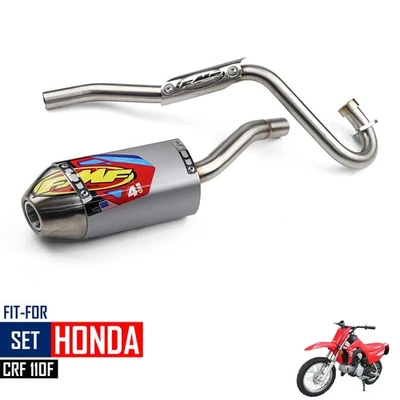FOR HONDA CRF 110 CRF110F ENDURO EXHAUST FULL SYSTEM STAINLESS PIPE Q4 SILVER - Imagem 1 de 4