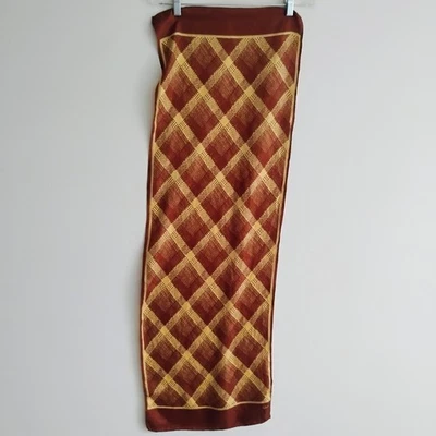 Bufanda de seda eco vintage marrón dorado amarillo otoño otoño cócteles calabaza especias  Foto 1 de 4