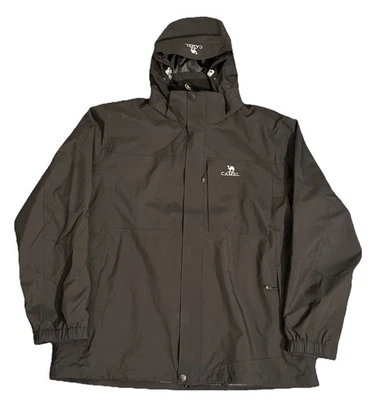 Abrigo Chaqueta Impermeable Camel Hombre Especialista Exterior Talla XXXL Con Capucha Negro Cremallera Foto 1 de 4