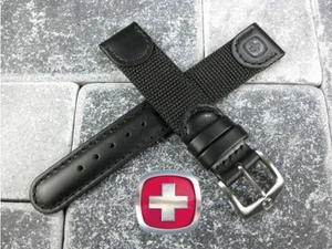 New Swiss Army Black Leather Strap double Layer Nylon Band 22mm 21mm 20mm - Picture 1 of 7