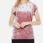 Vince Camuto Women's L Petite Crushed Velvet Top Rose Pink Cap Sleeve Office