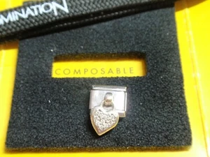 ** Charm originale Nomination CUORE CON PENDENTE PAVE ZIRCONI PREZZO CONSIGLIATO £ 47 ** - Foto 1 di 3