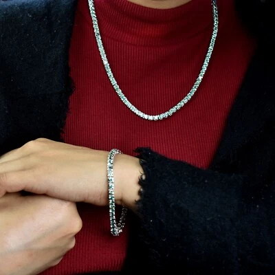 TCW  Blue Diamonds Tennis Bracelet, Necklace Designer Set.! FREE Diamond studs! - image 1 of 4