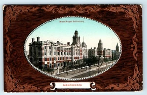 POSTCARD MANCHESTER NEW TOYAL INFIRMARY 1909 EMBOSSED BRAMHALL POSTMARK - Picture 1 of 2