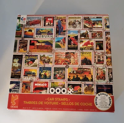 1000 Piezas Rompecabezas Estampillas de Coche 27 X 19 Ceaco Con Póster Foto 1 de 4