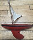 Vintage Triang Sailboat 11" Yacht Model Boat Metal Cloth Sail For Restoration