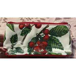 Isabella Fiore Cherry Beaded Floral Beaded Vinyl Covered Make Up Bag Picnic